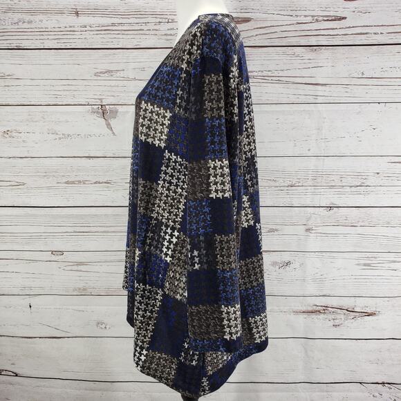 New Directions Knit Hounds Tooth Patchwork Asymmetrical Top Sie 3X - Picture 4 of 12